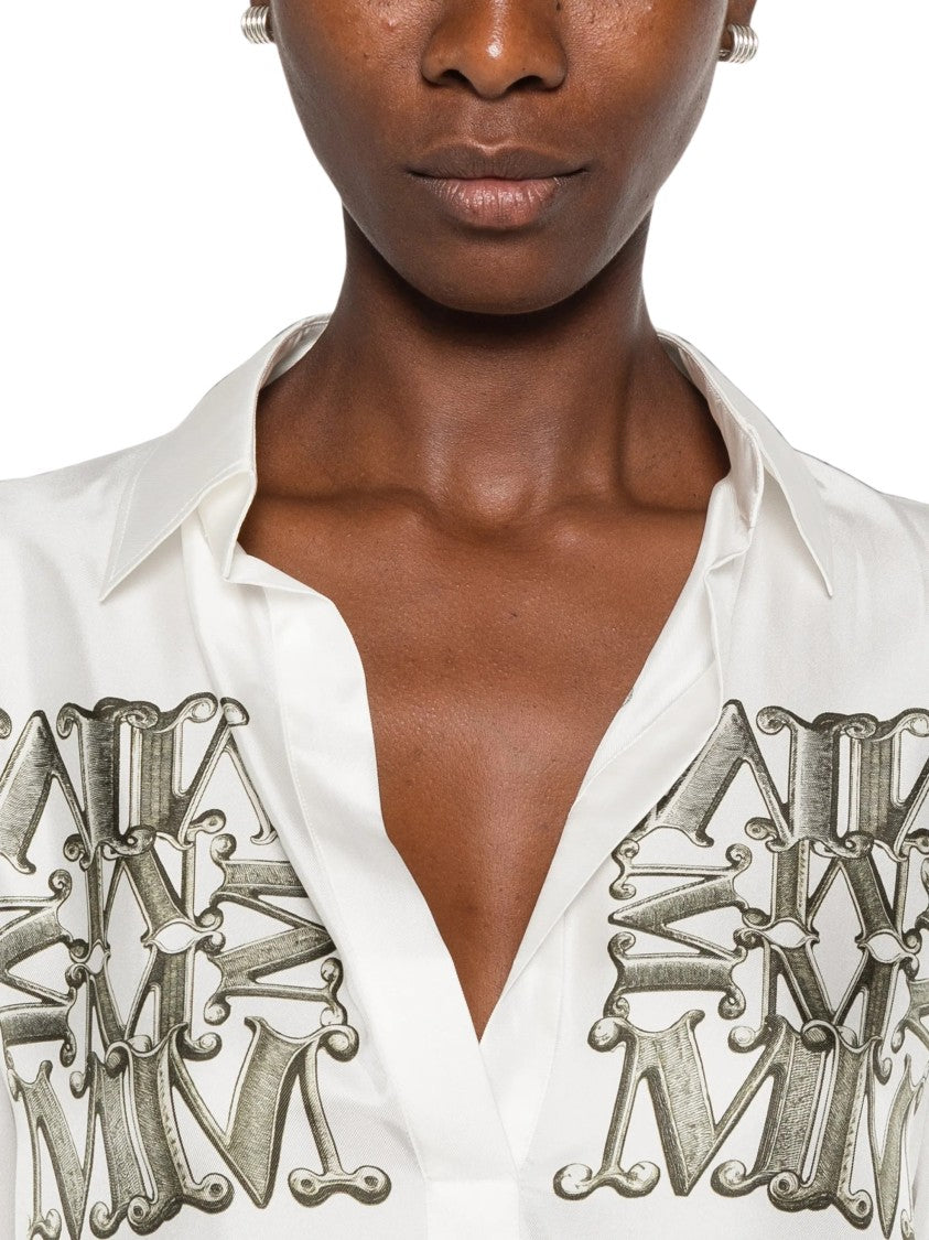 Max Mara Mxmfiltro Metallic Graphic Long-Sleeved Shirt