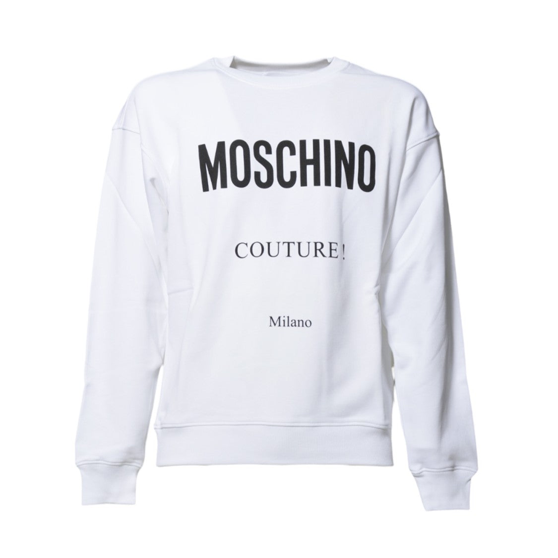 Moschino White Cotton Crewneck Sweatshirt With Logo Print