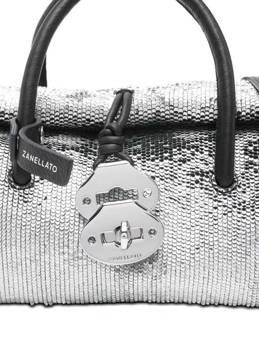 Zanellato Textured Silver Handbag With Structured Design