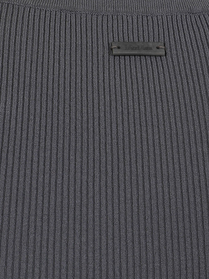 Max Mara Grey Ghiro Ribbed Viscose Tight-Fit Tank Top