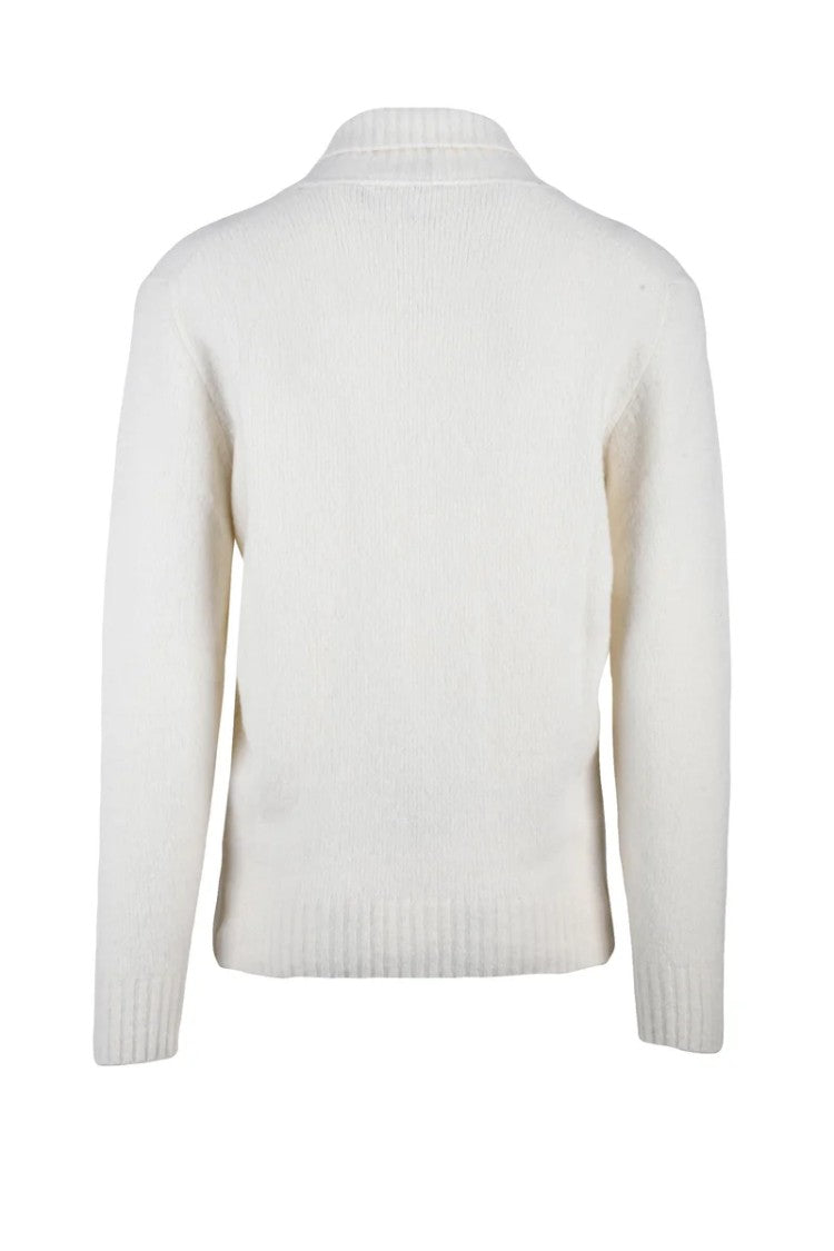 Manipur White Wool Cashmere Polyamide Elastane Men's Sweater