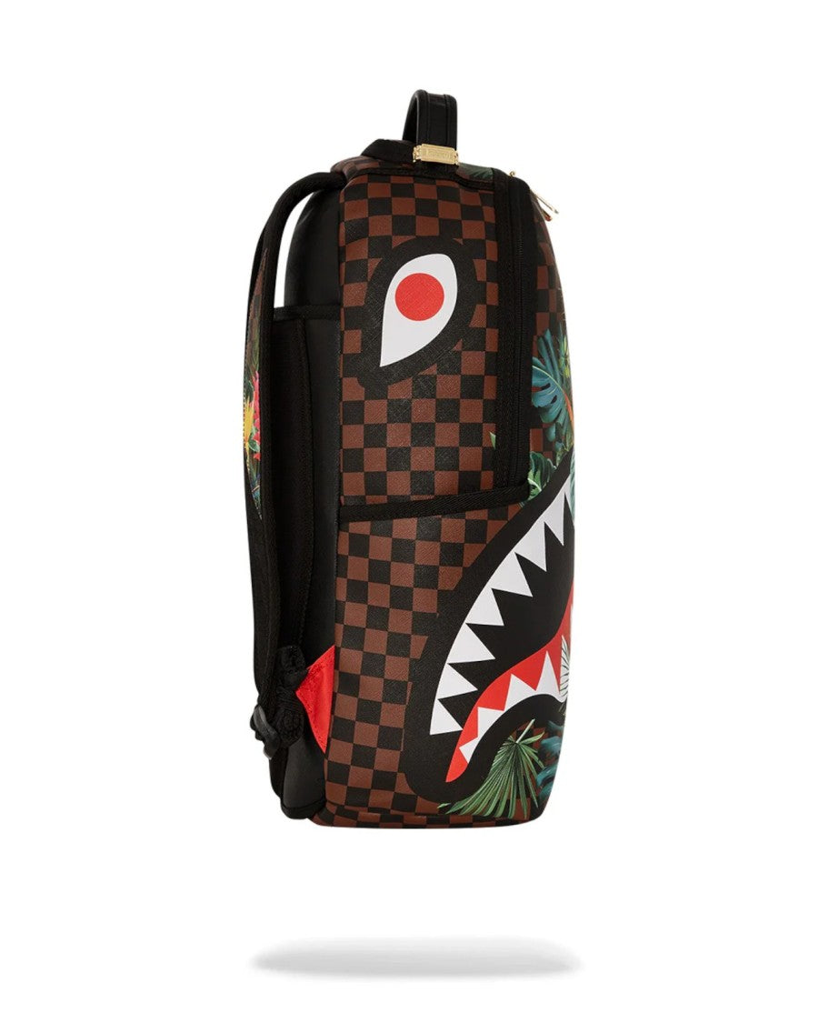 Sprayground Tropical Floral Print Checkered Backpack