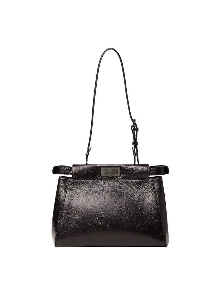 Fendi My Peekaboo S Small Textured Calf Leather Shoulder Bag