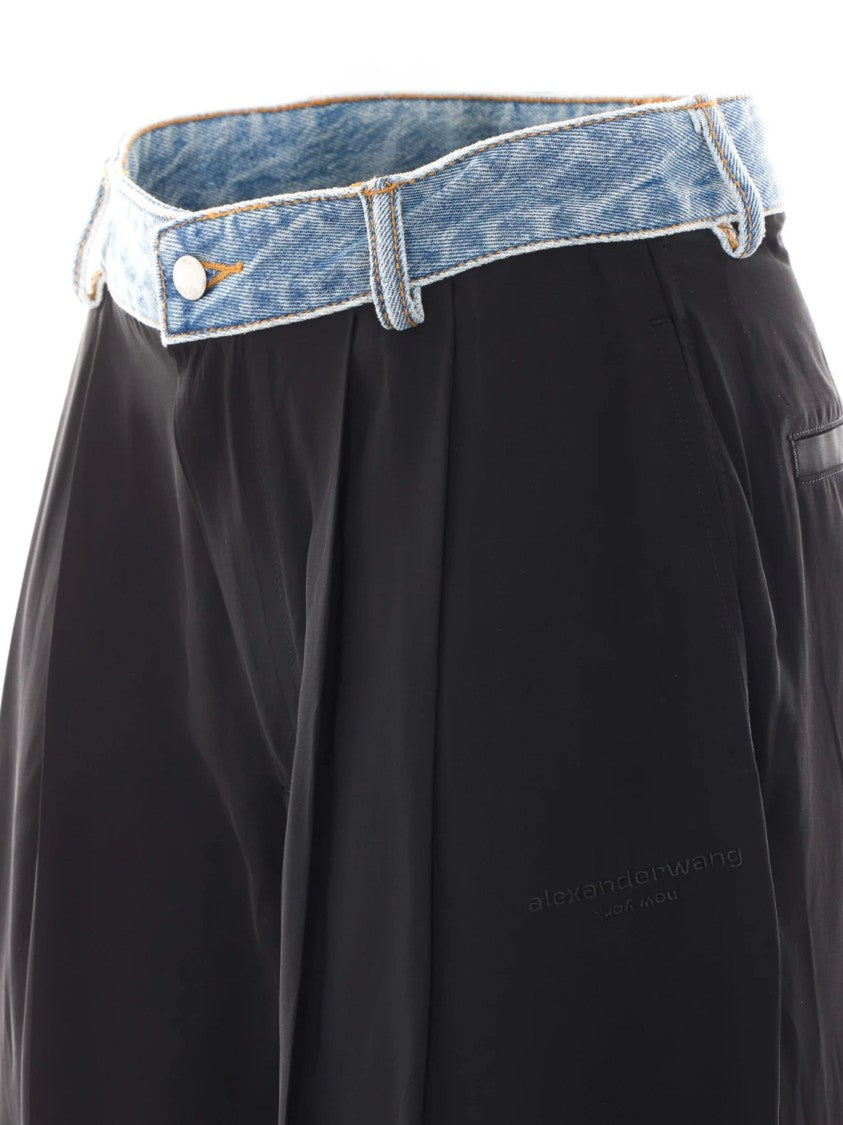 Alexander Wang Black Straight-Leg Denim Waistband Pants