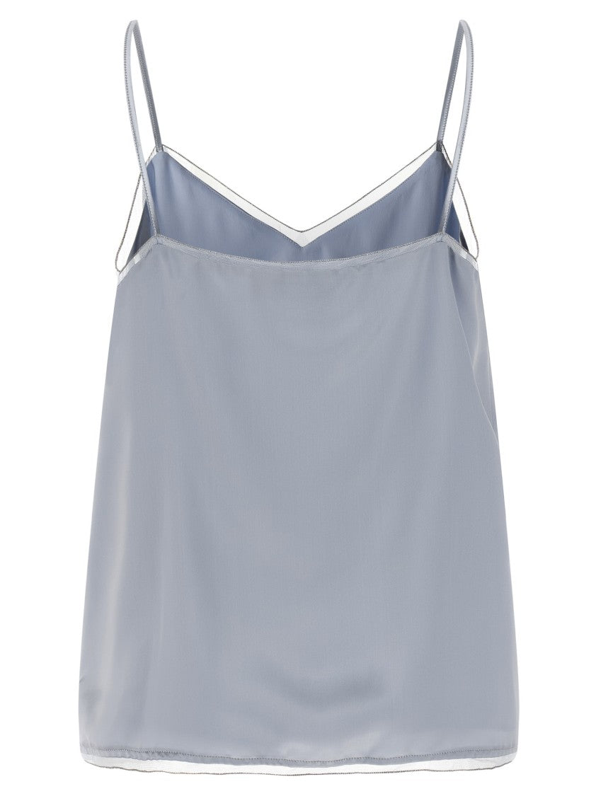 Fabiana Filippi Silk-Effect Lingerie Top With Jewel Detail And Double Layer Design