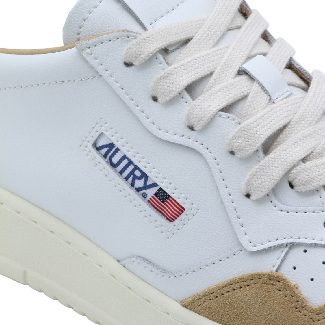 Autry White Leather Sneakers With Suede Overlays And Classic Lace-Up Design