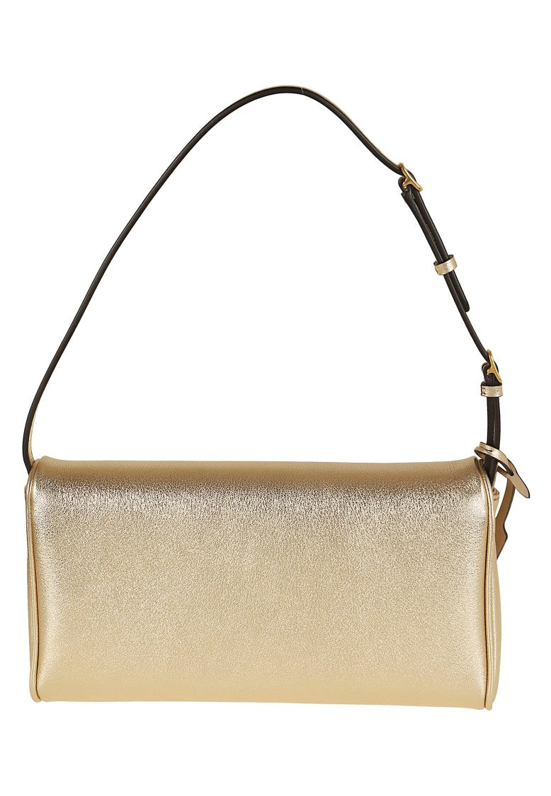 Valentino Garavani Gold Devain Small Laminated Nappa Leather Shoulder Bag