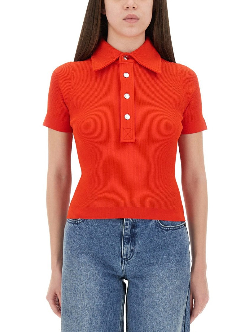Tory Burch Slim-Fit Ribbed Texture Polo Shirt