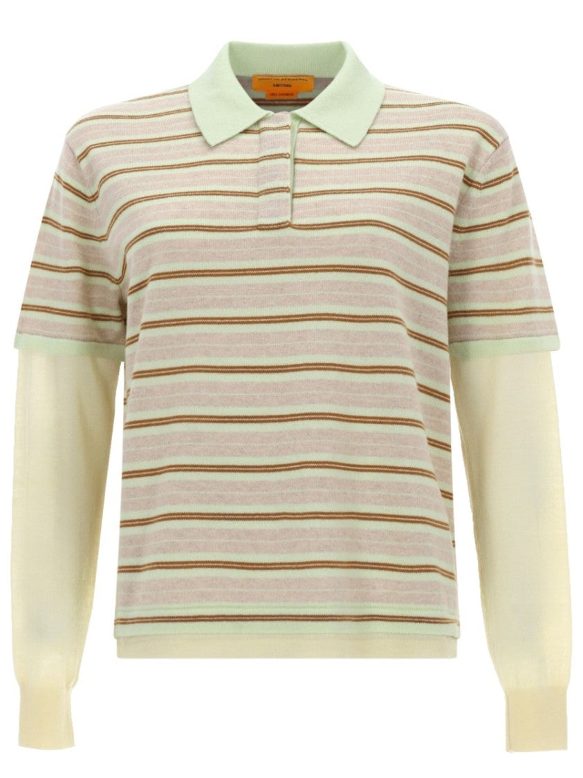Guest In Residence Layered Stripe Cashmere Rugby Polo Shirt