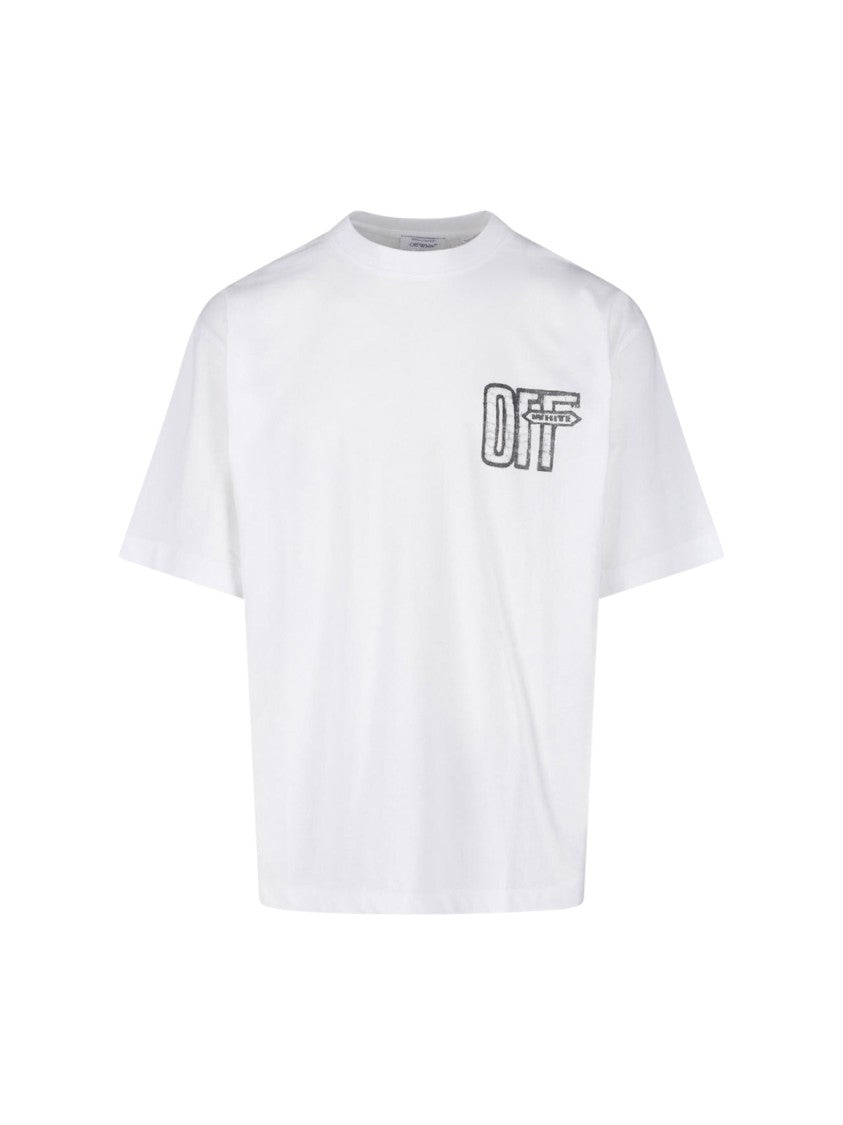 Off-White White Motion Arrow Skate Cotton T-Shirt
