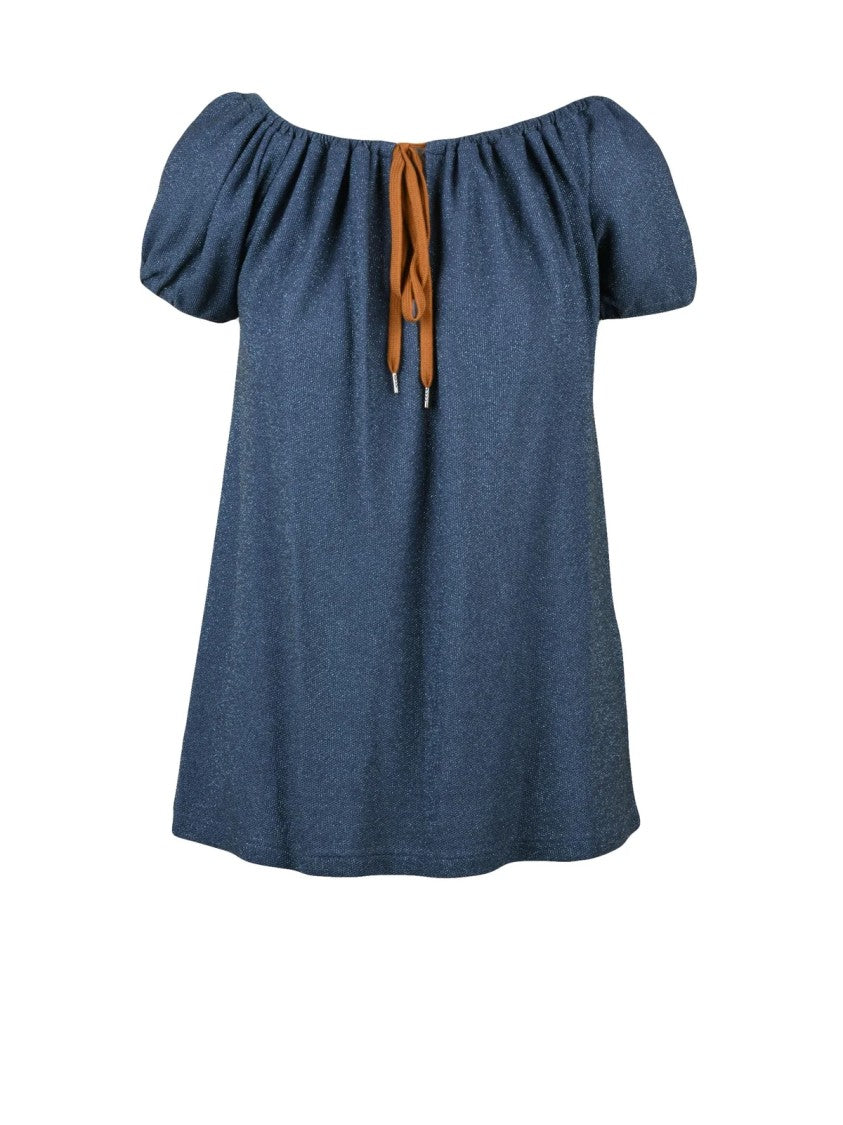 Vivienne Westwood Anglomania Blue Viscose-Blend Gipsi Lamé Top