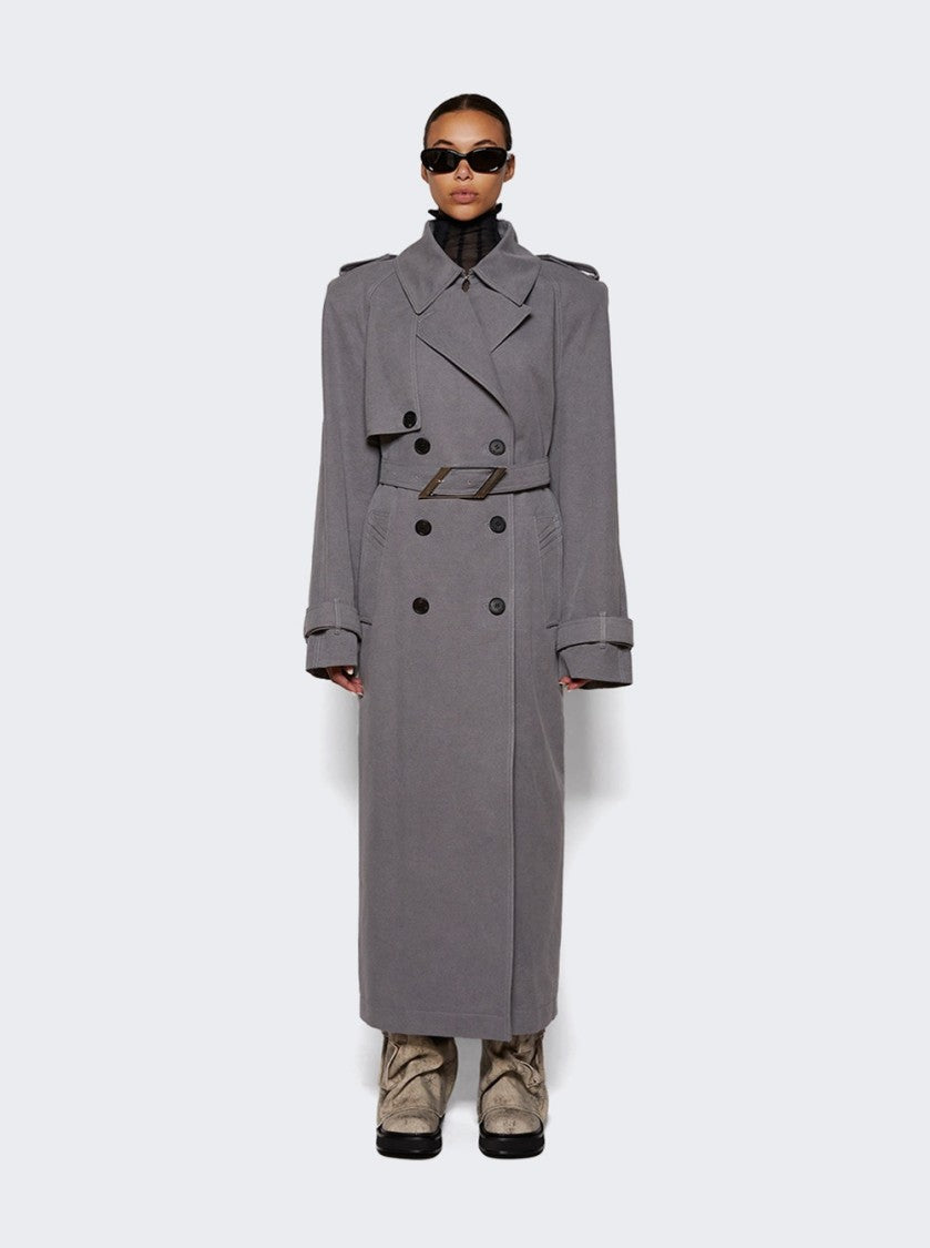 The Attico Structured Grey Canvas Trench Coat