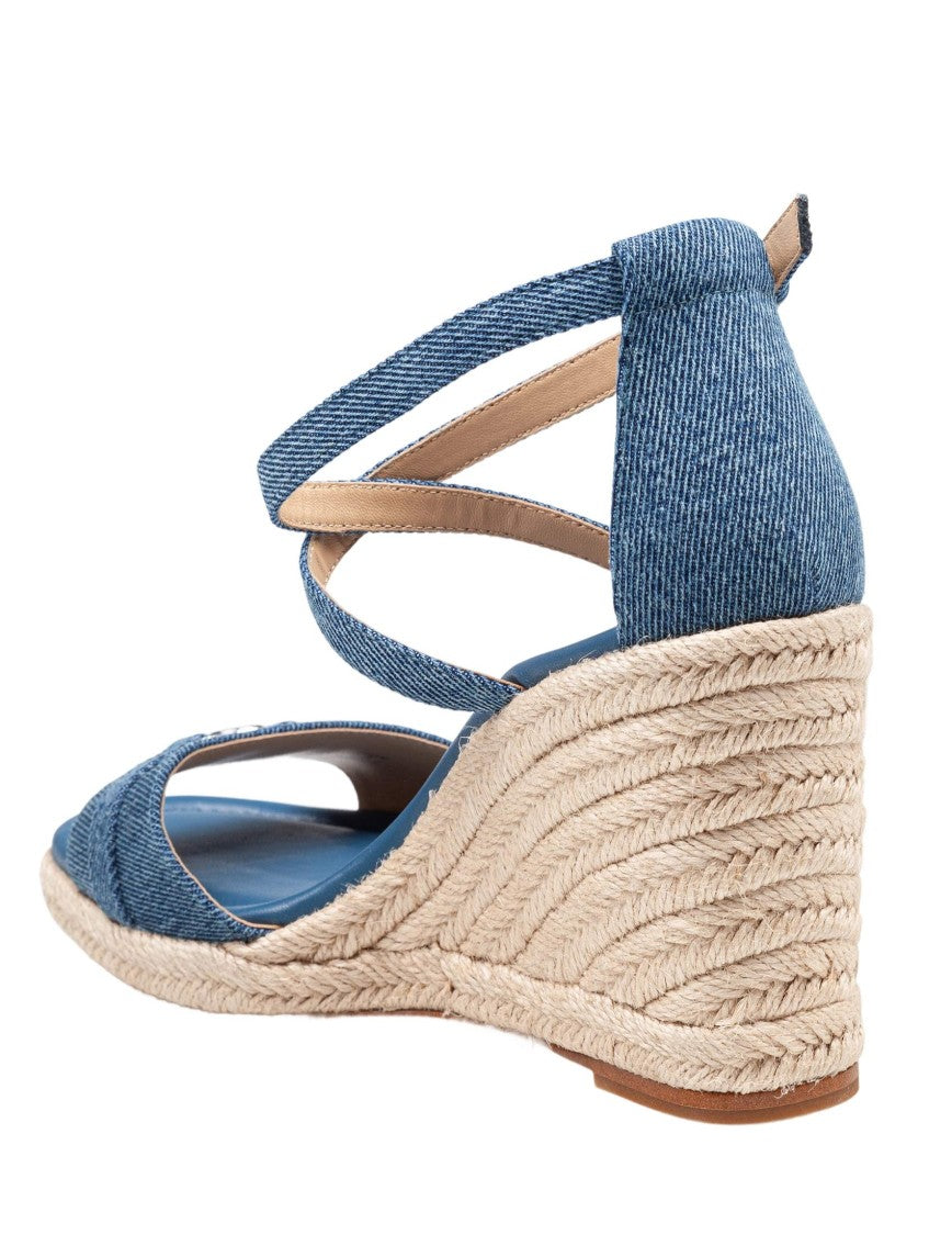 Michael Kors Mandy Wedge Denim Sandal With Jute Wedge