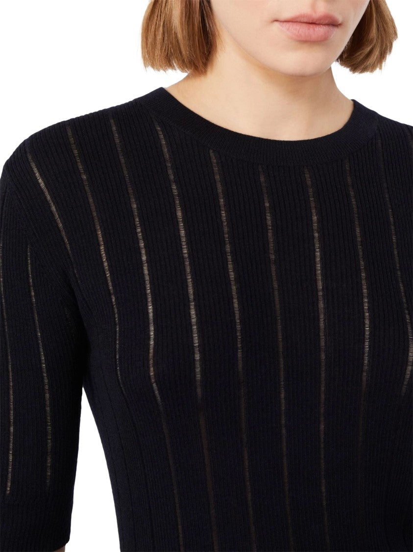 Max Mara Short-Sleeve Ribbed Knit Top