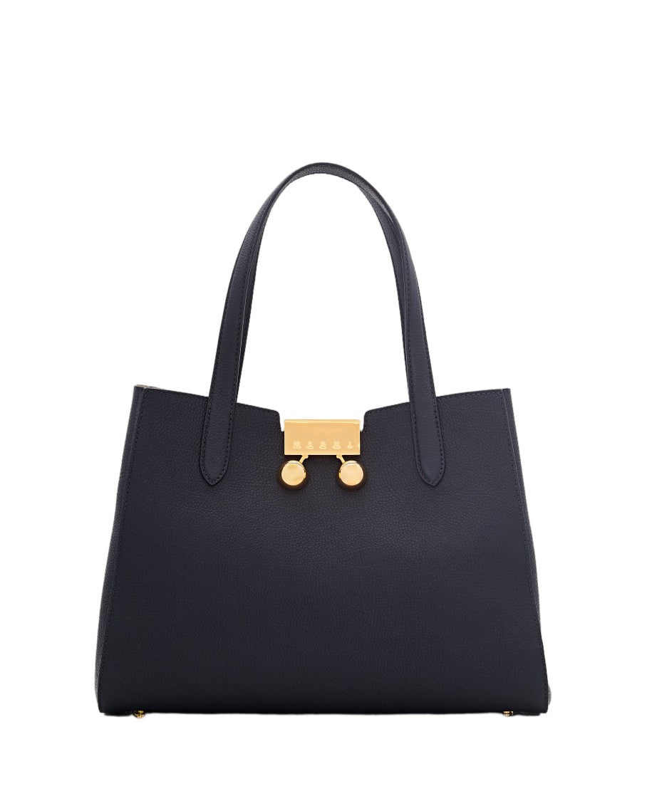 Marni Structured Leather Tote Bag With Metallic Closure