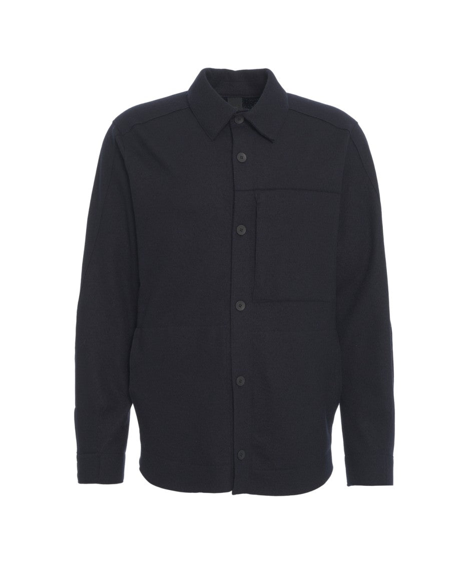 Transit Minimalistic Virgin Wool Overshirt With Structural Collar