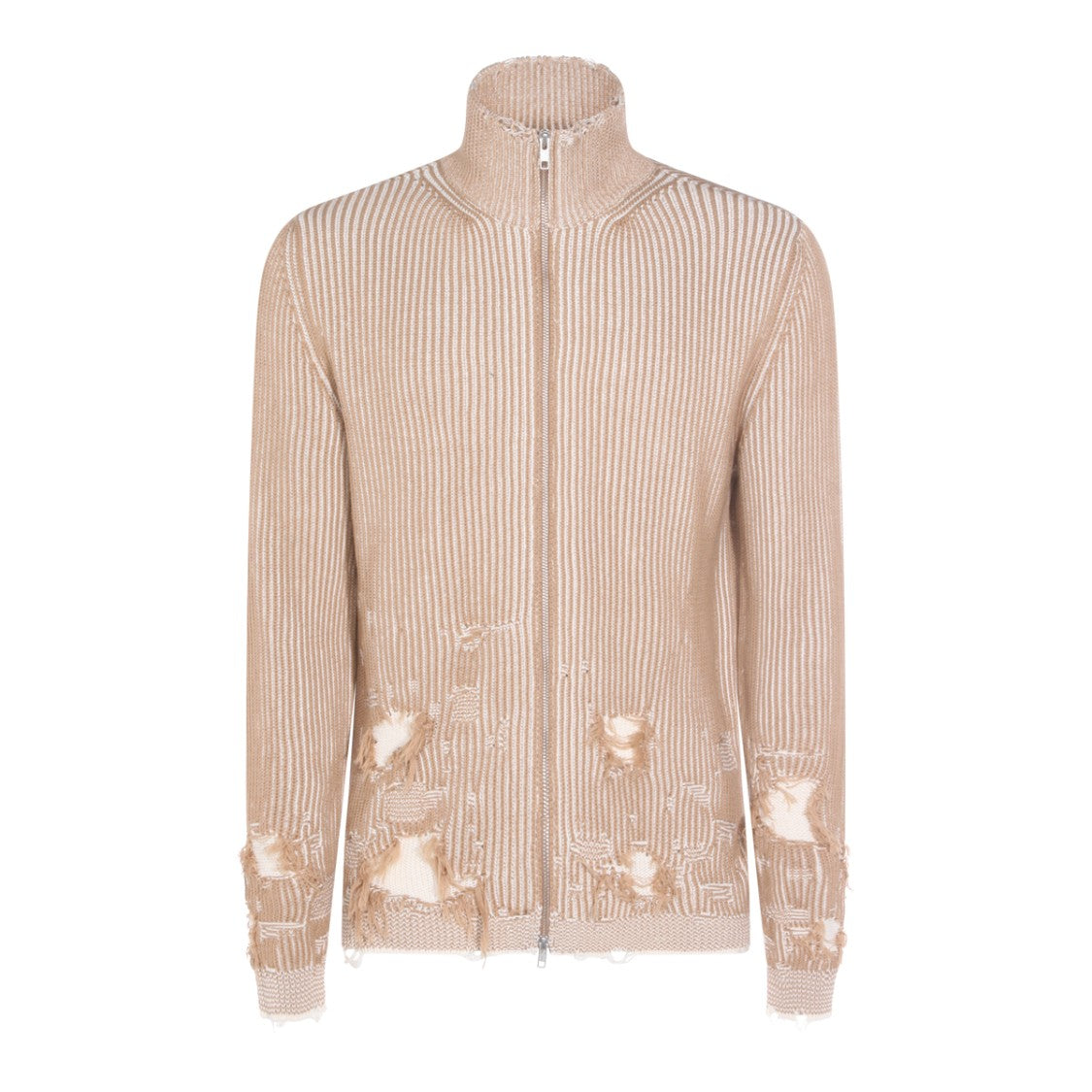 Mm6 By Maison Margiela Distressed High-Collar Knit Sweater