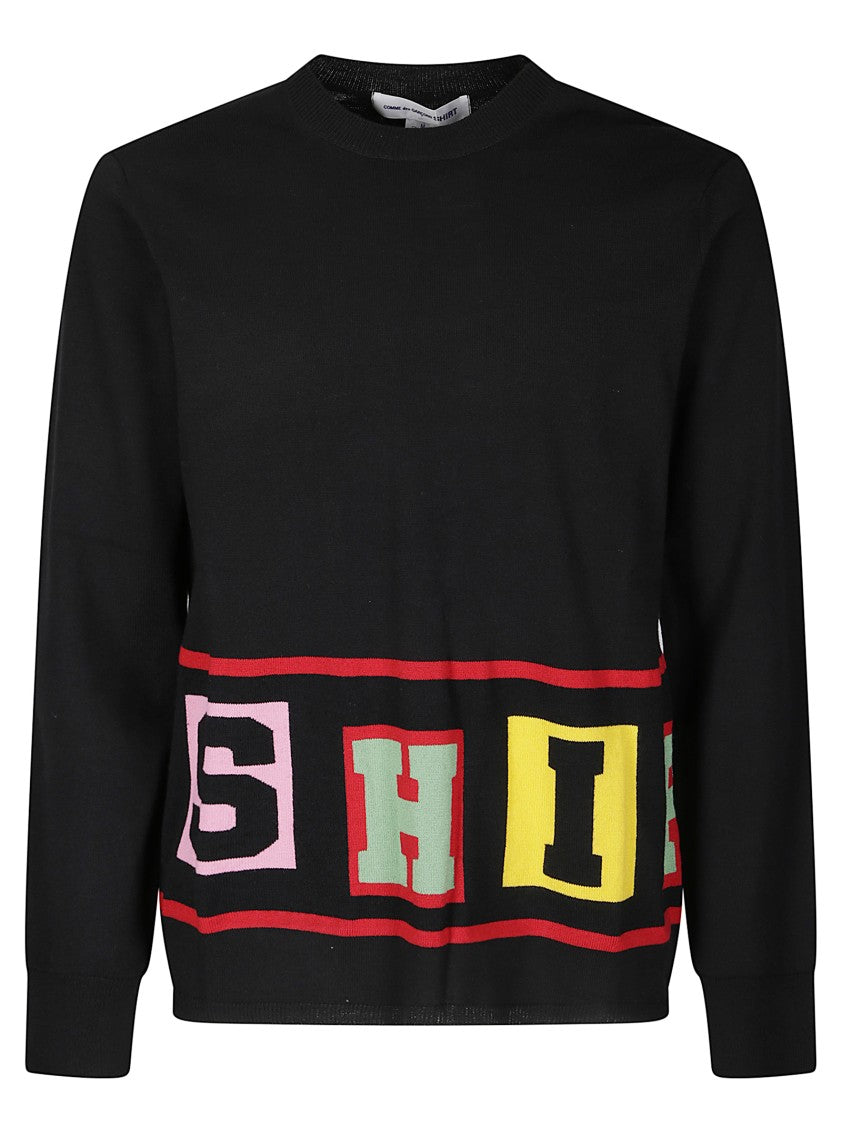 Comme Des Garçons Crew Neck Sweater With Bold Lettering Detail