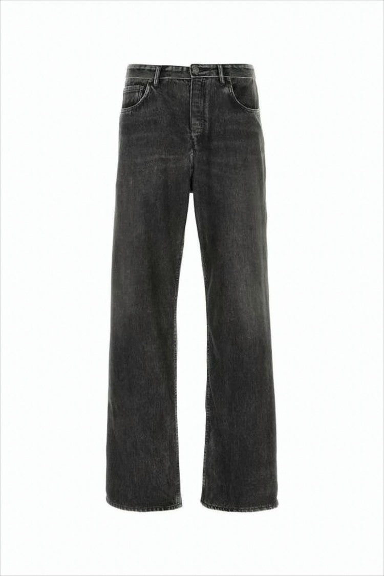 Balenciaga Cropped Black Denim Pants With Classic Five-Pocket Design