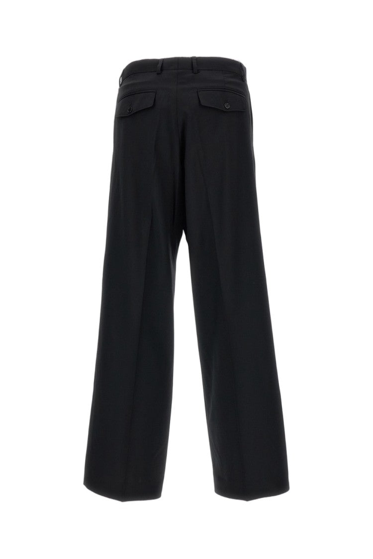 Sunflower Black Tropical Wool Pleated Wide-Leg Pants