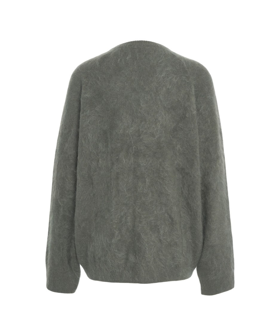 Soft Goat Brushed Cashmere Sweater With Subtle V-Neck