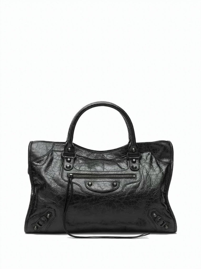 Balenciaga Black Textured Lambskin Studded Crossbody Bag