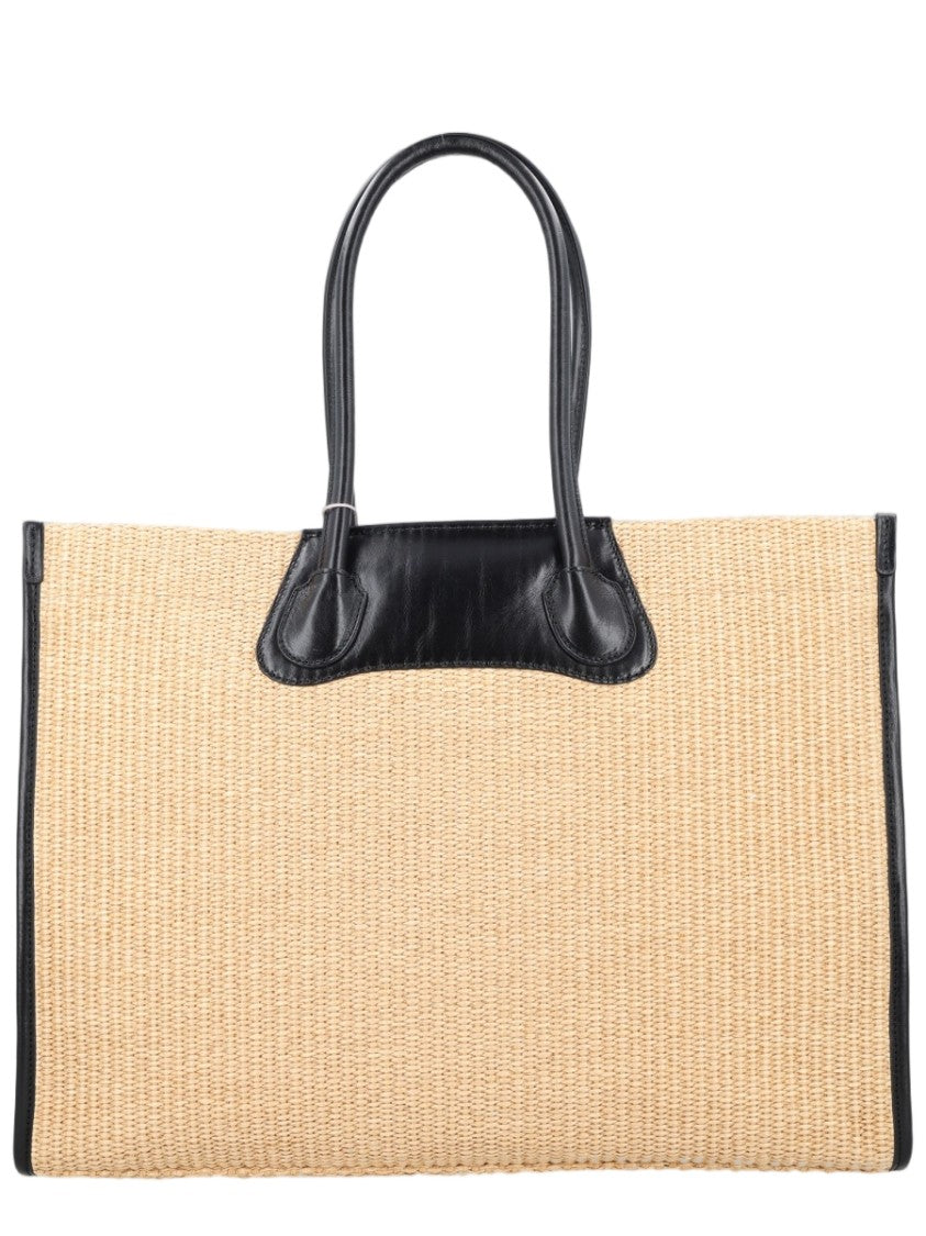 Vivienne Westwood Troy Woven Leather Accent Tote Bag