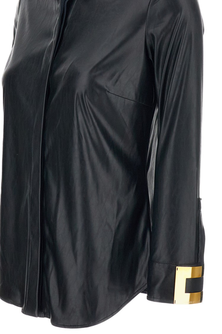Elisabetta Franchi Black Faux Leather Shirt
