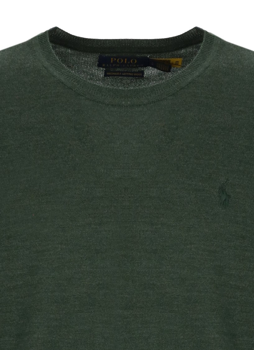 Polo Ralph Lauren Green Iconic Embroidered Emblem Wool Sweater