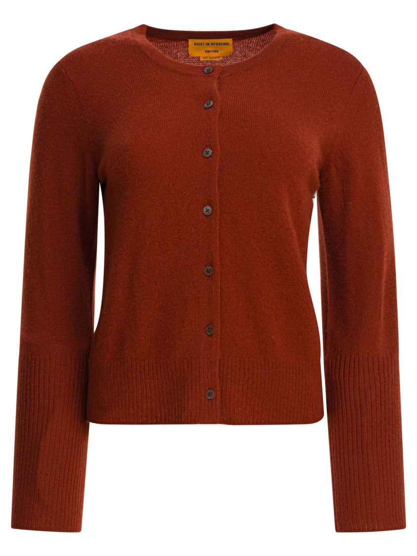 Guest In Residence Brown Cashmere Cardigan With Classic Silhouette