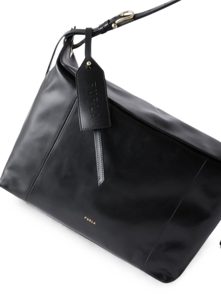 Furla Black Ginevra L Structured Leather Shoulder Bag