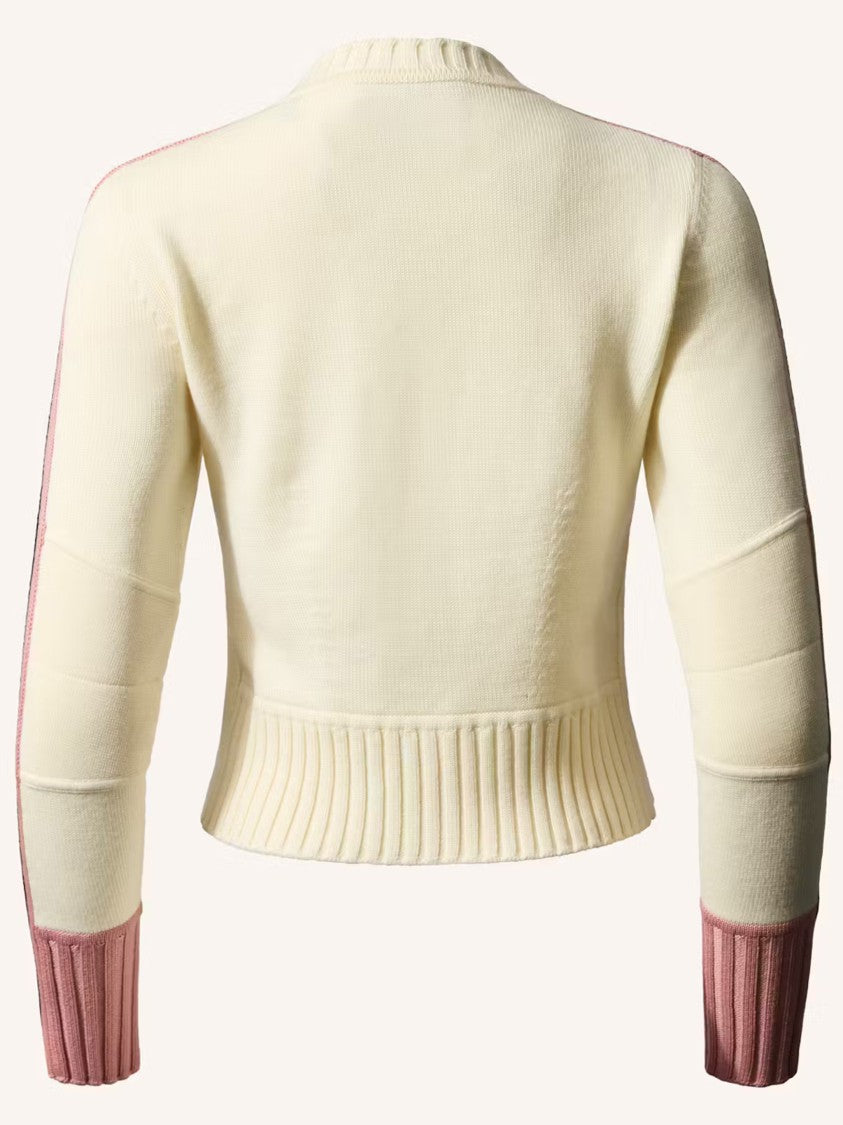 Perfect Moment Neutral Striped Ribbed Knit Trekking Cardigan