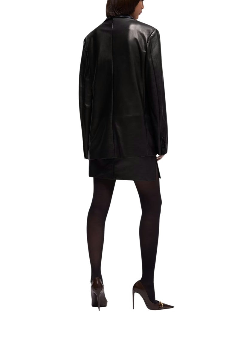 Gucci Oversized Double-Breasted Nappa Leather Blazer