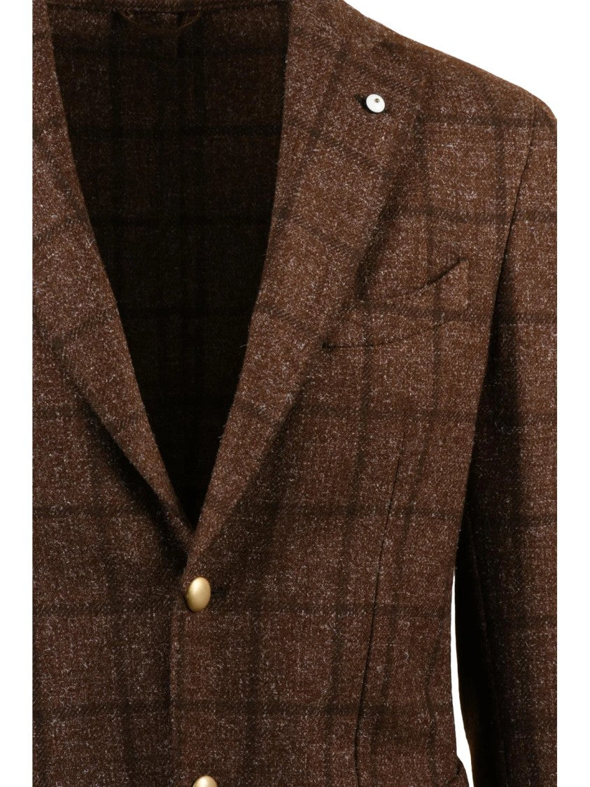 L.B.M. 1911 Textured Wool Blend Jacket With Rounded Silhouette And Button Closure