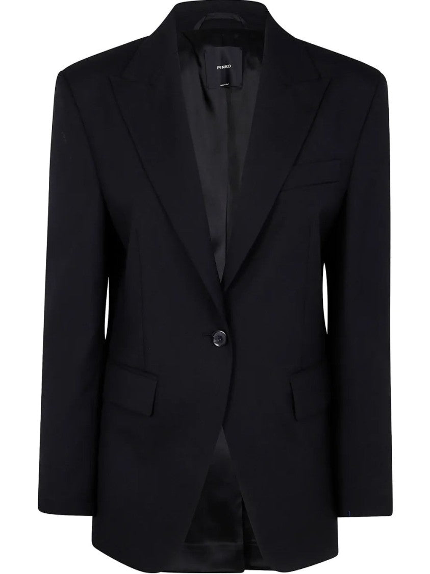 Pinko Tailored Black Blazer With Notched Lapels