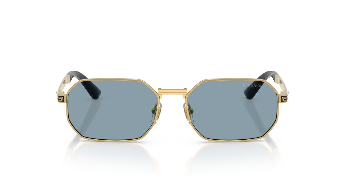 Versace Geometric Frame Sunglasses With Gold Metal Rims