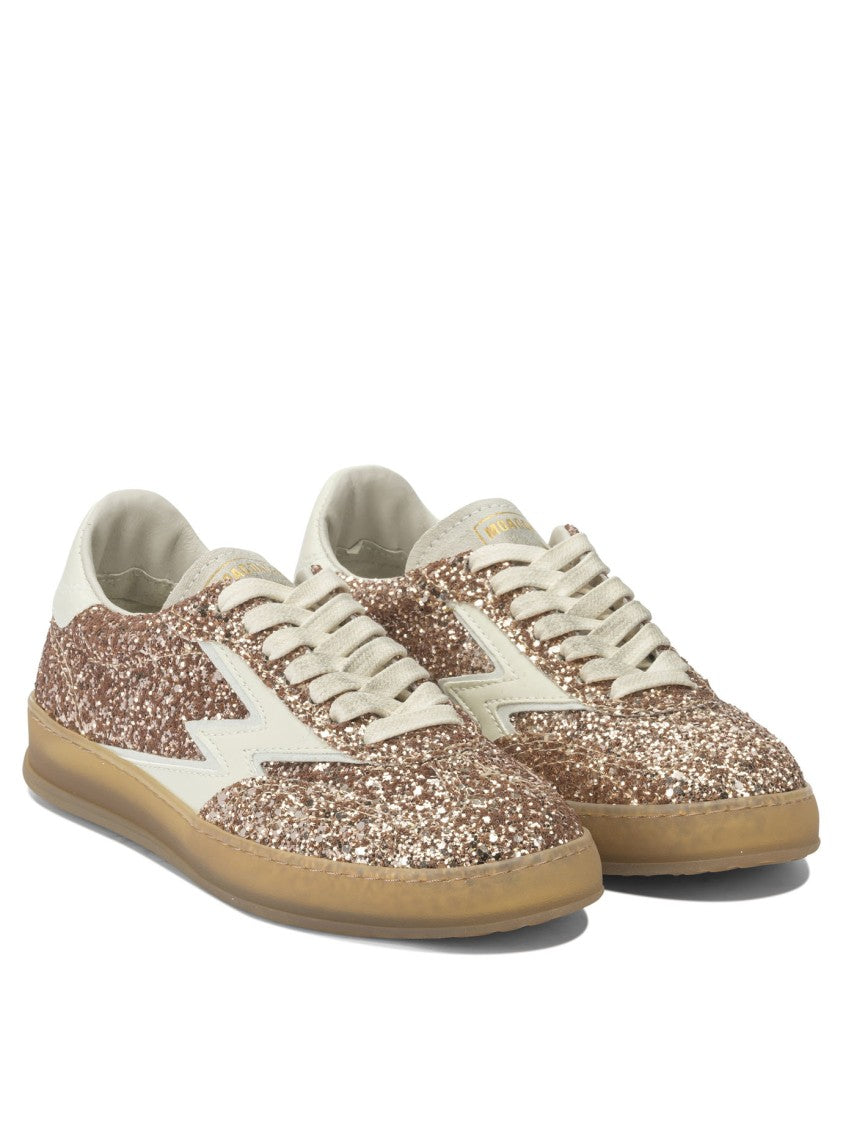 Moaconcept Glittery Bronze Slip-On Sneakers With Textured Finish