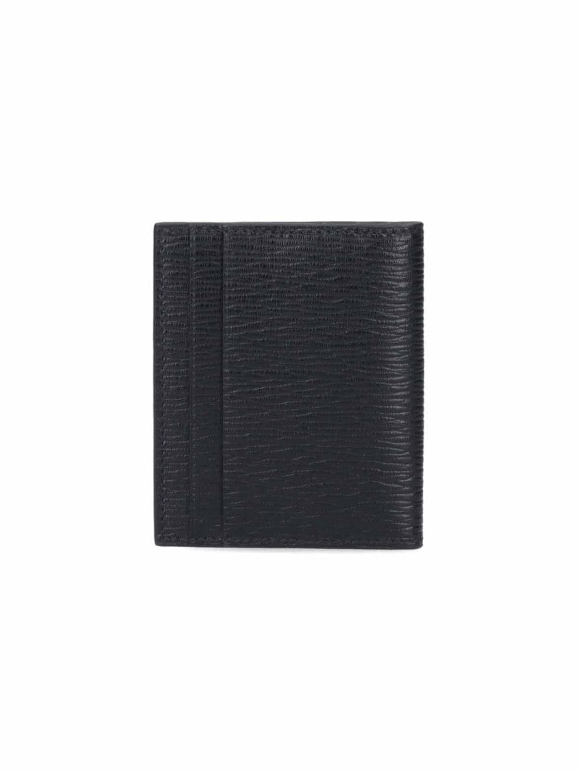 Ferragamo Black Gancini Pebbled Leather Bi-Fold Wallet