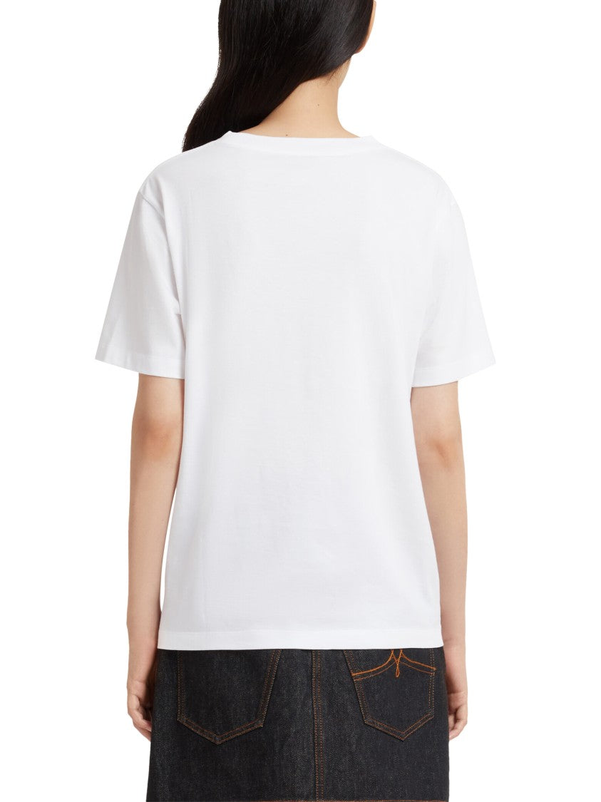 Marni Short-Sleeve White T-Shirt With Elegant Embroidered Detail
