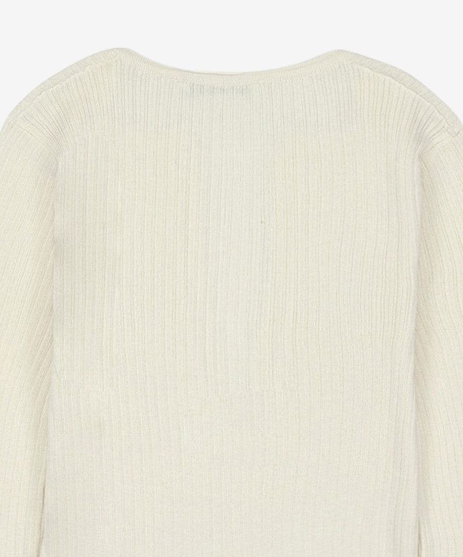 Max Mara Ribbed Silk-Cashmere Blend Sweater With Notch Neckline