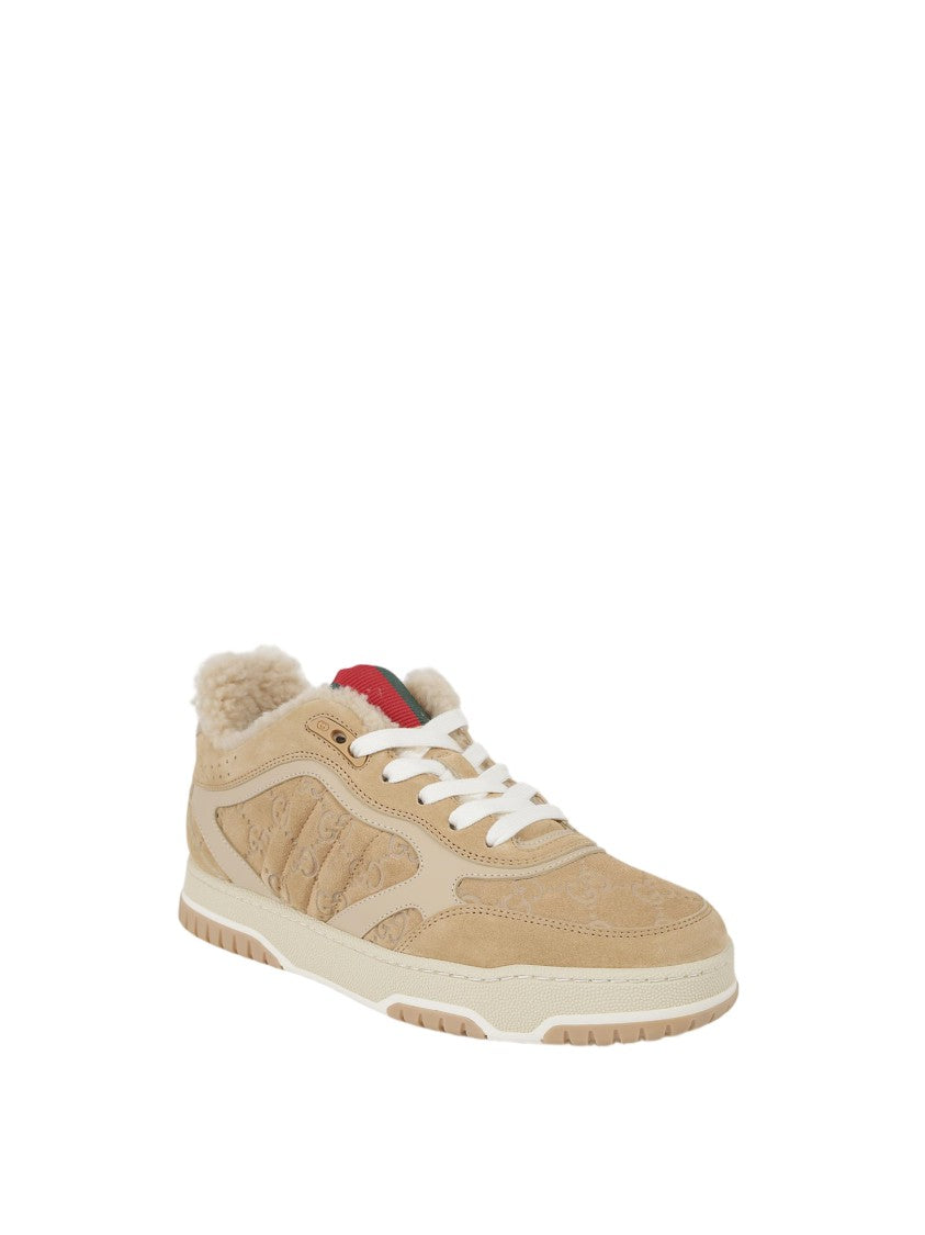 Gucci Re-Web Sneakers With Plush Shearling Lining