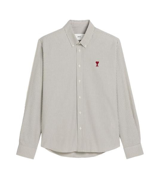 Ami Paris Long-Sleeved Button-Up Shirt With Subtle Vertical Stripes