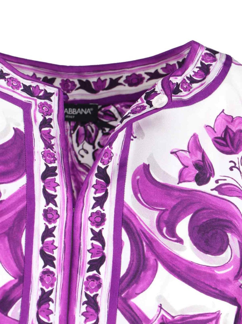 Dolce & Gabbana Vibrant Floral Print Midi Dress With Round Neckline And Straight Hem