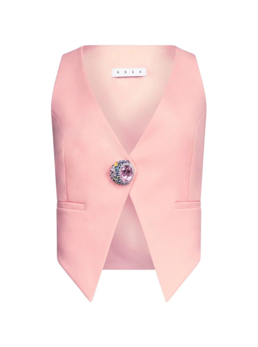 Area Crystal Gemstone Cluster Gilet Pastel Pink