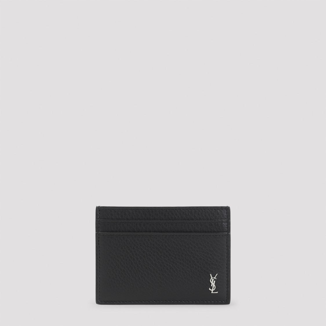 Saint Laurent Compact Black Grained Calf Leather Cardholder