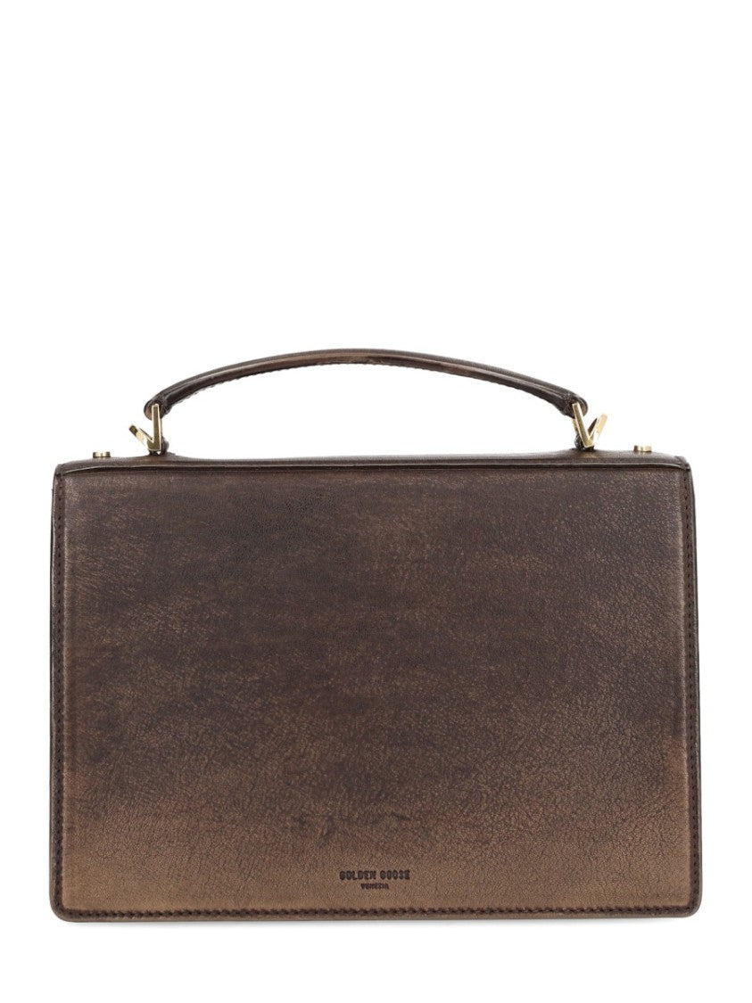 Golden Goose Structured Rectangular Gold Clasp Handbag