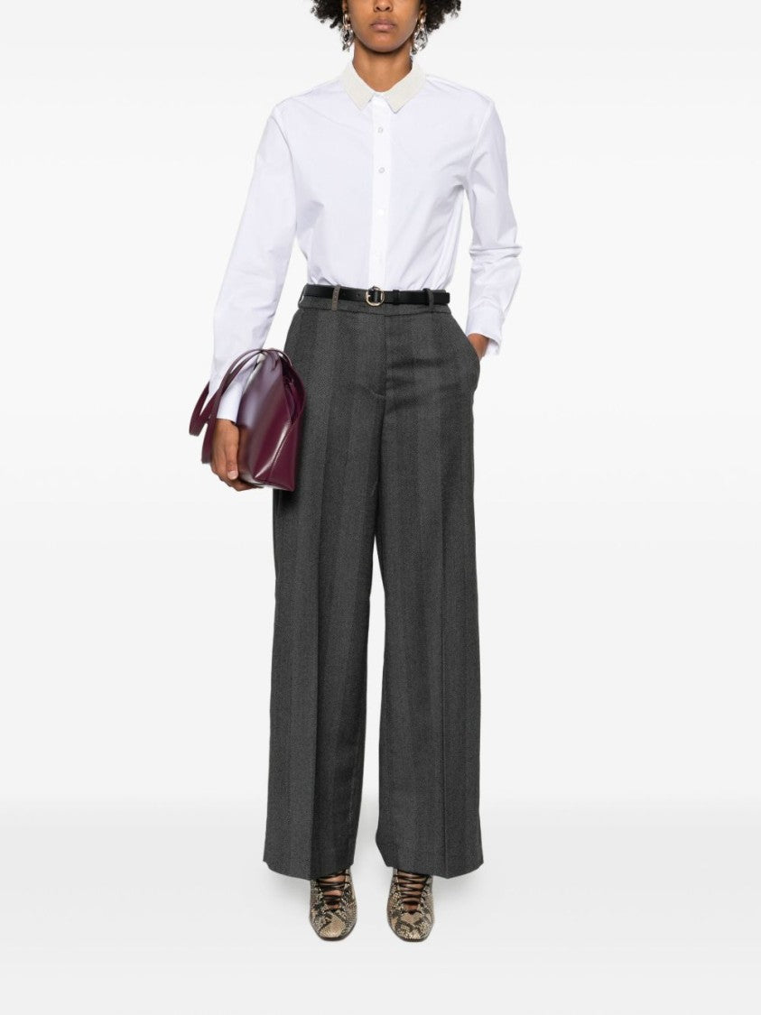 Peserico Wide-Leg Tailored Virgin Wool Trousers