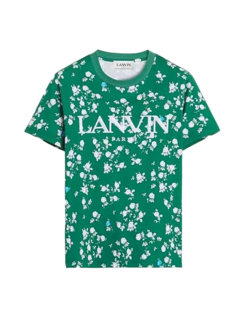 Lanvin Floral-Patterned Short-Sleeved T-Shirt With Bold Logo