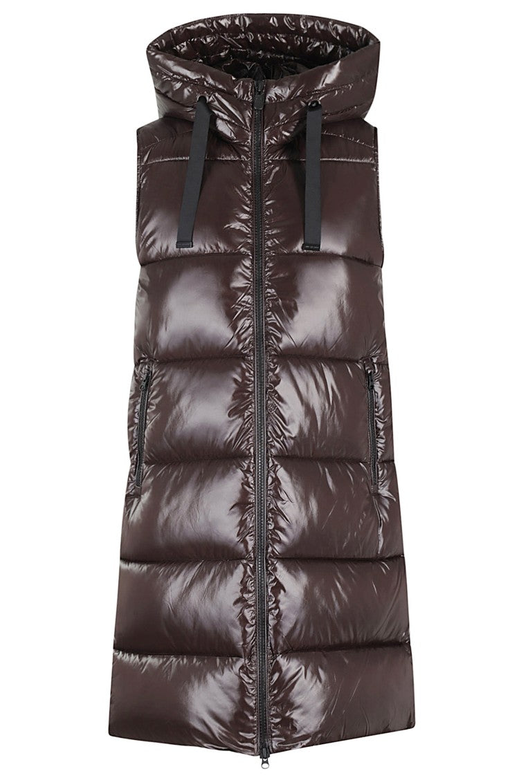 Save The Duck Brown Iria Quilted Maxi Gilet
