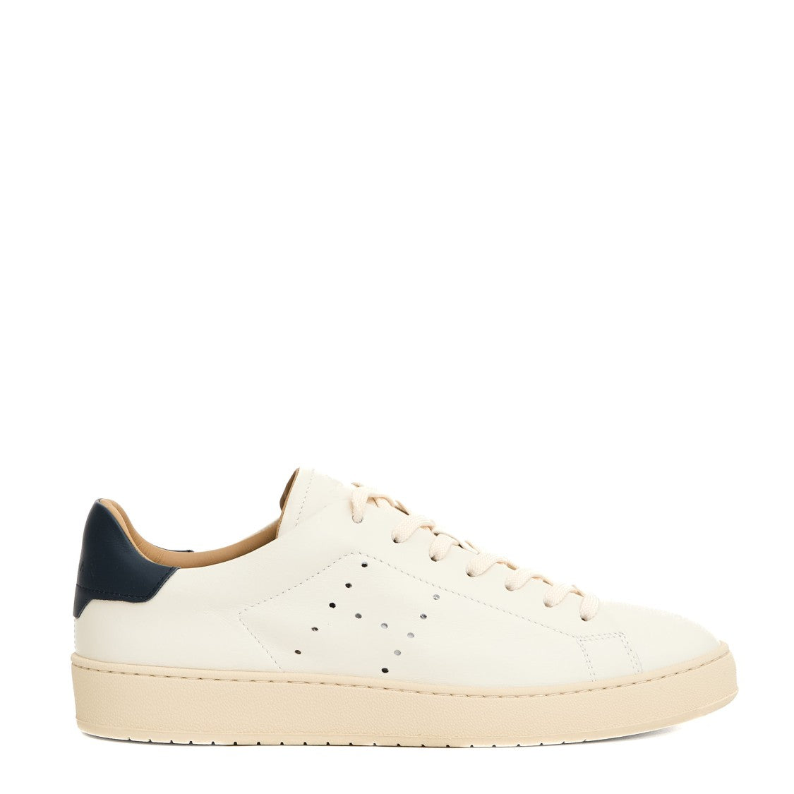 Hogan Cassetta Pelle Bianco Sneakers With Contrasting Blue Spoiler